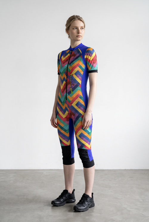 Freefly CF Short Female - Blue/Rainbow Mosaic Print