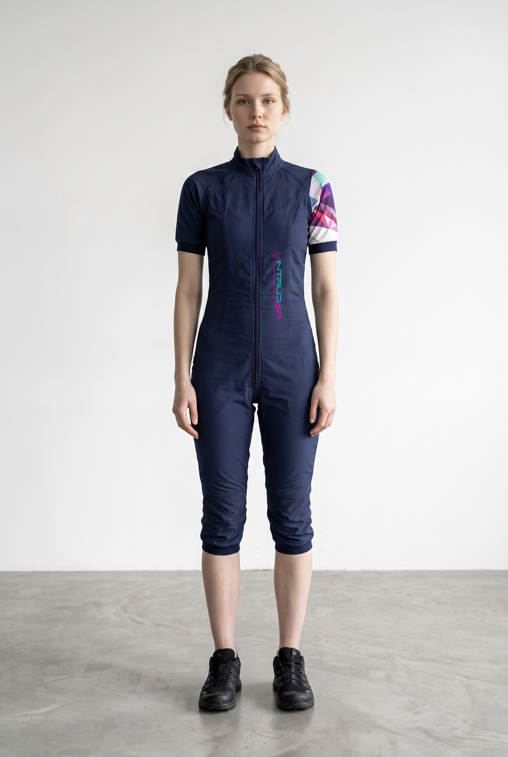 Freefly CF Short Damen [S] Marineblau/Rosa Shards Bedruckter Arm