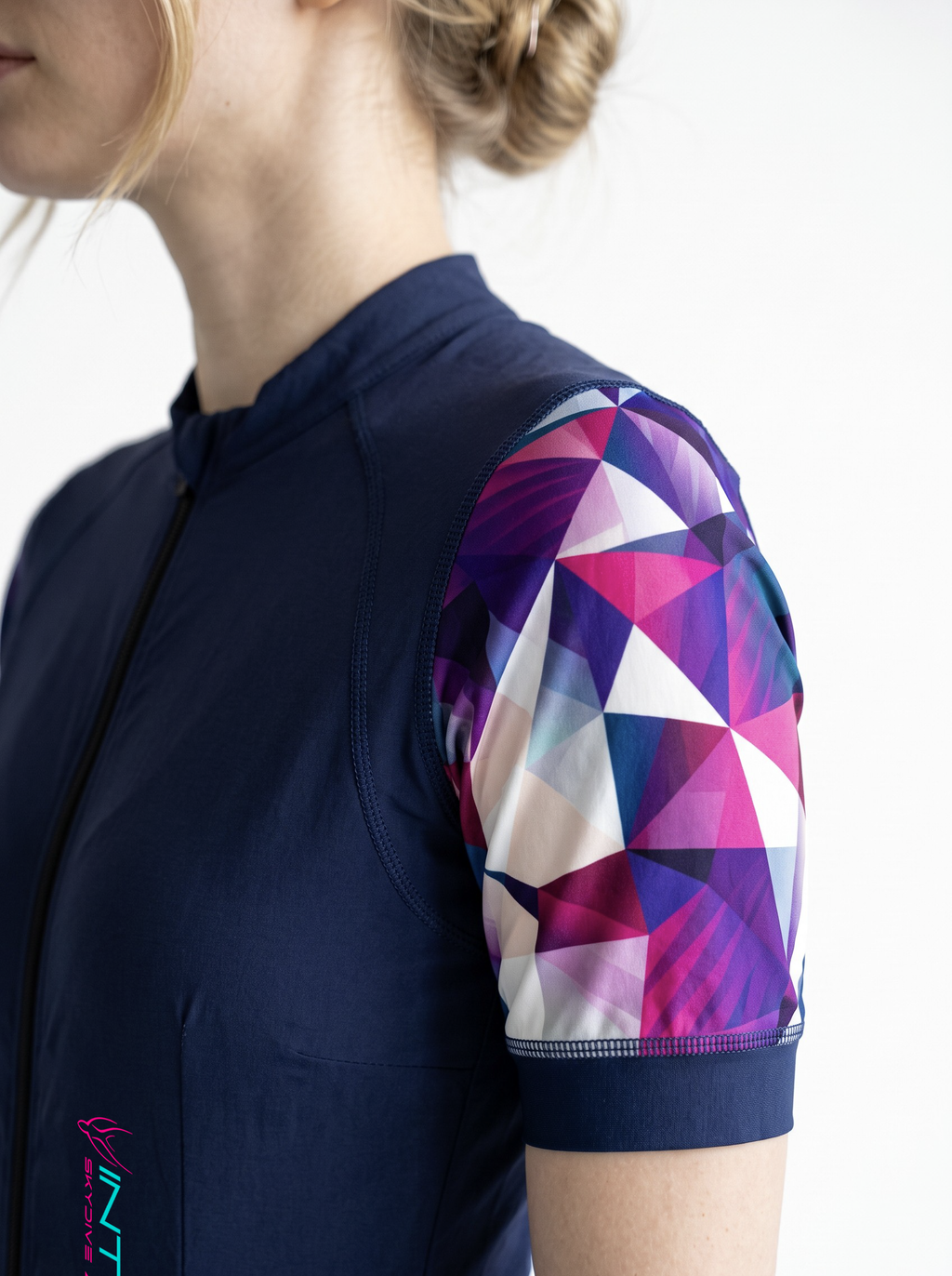 Freefly CF Short Damen [S] Marineblau/Rosa Shards Bedruckter Arm