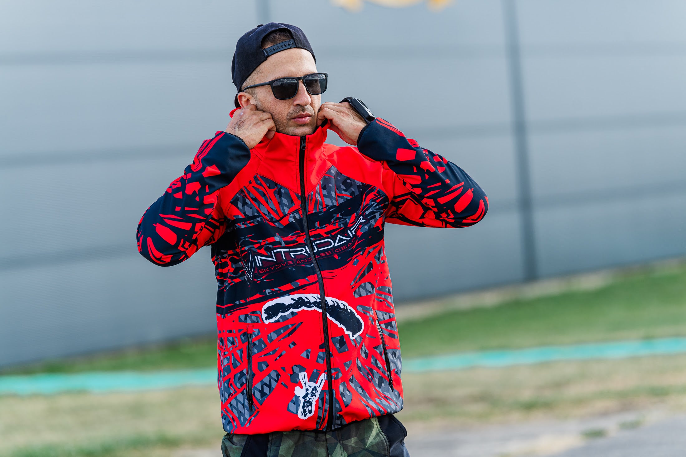 Blue/White Printed Softshell Jacket [Hood]