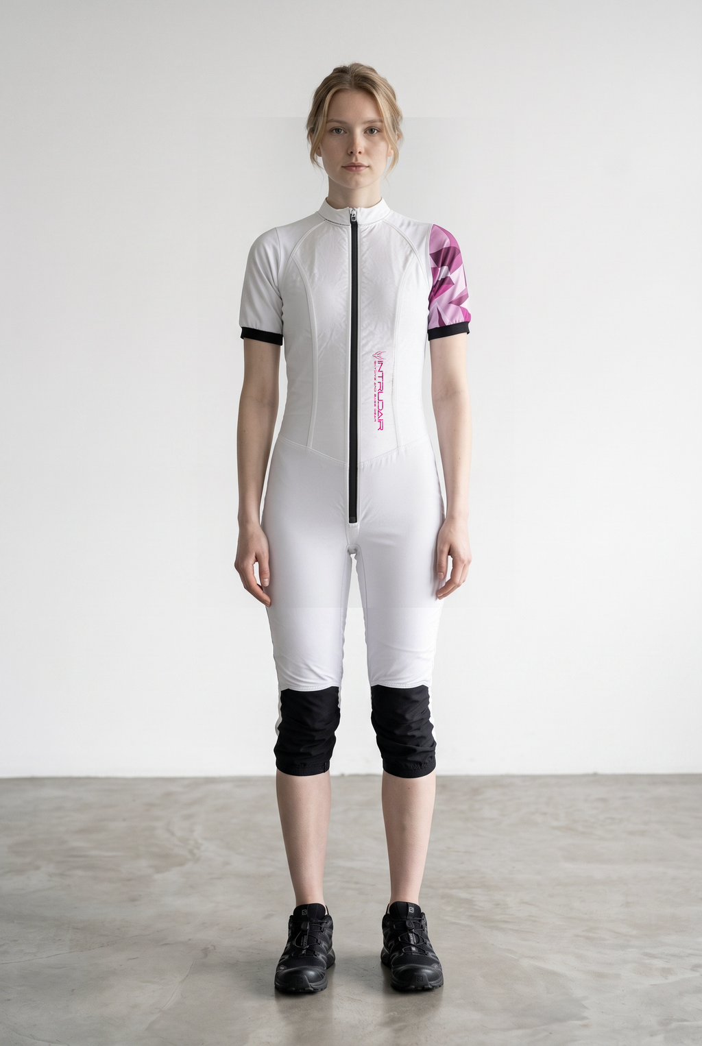 Freefly CF Short Damen [M] Weiß/Lila Rautenmuster Arm