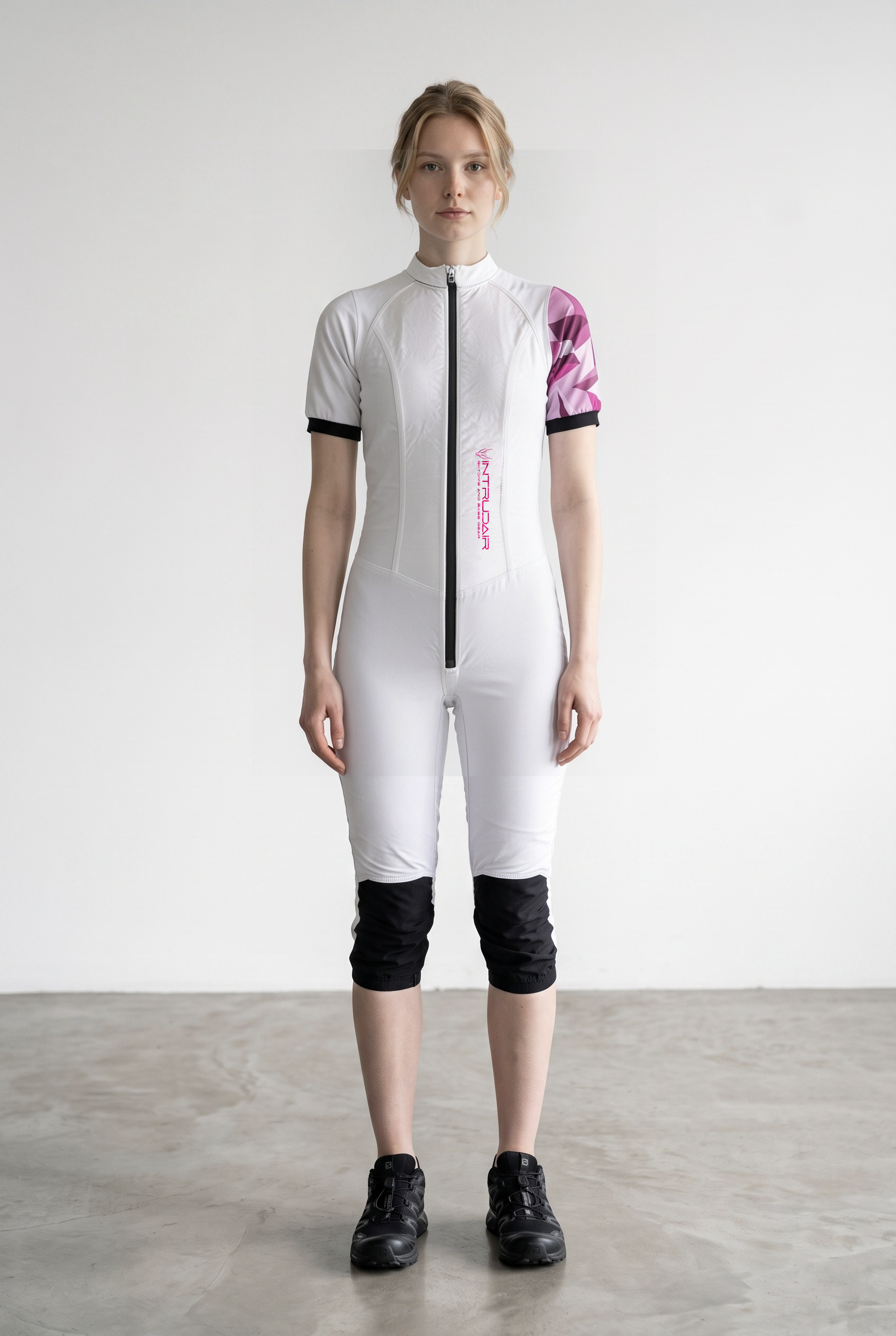 Freefly CF Short Damen [M] Weiß/Lila Rautenmuster Arm