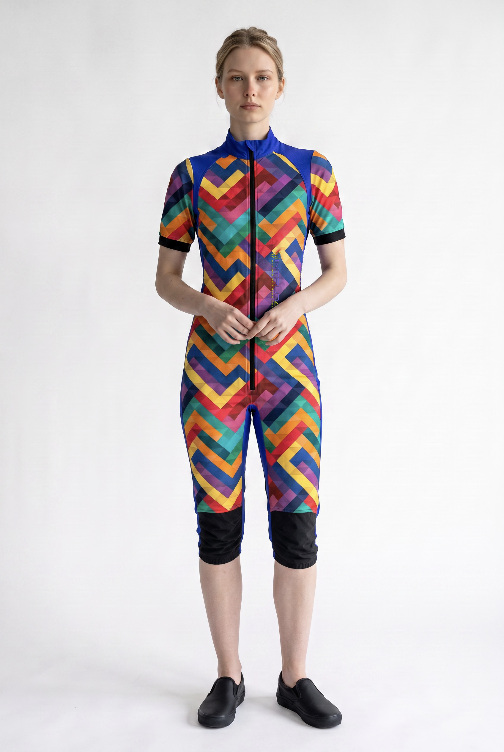 Freefly CF Short Female - Blue/Rainbow Mosaic Print
