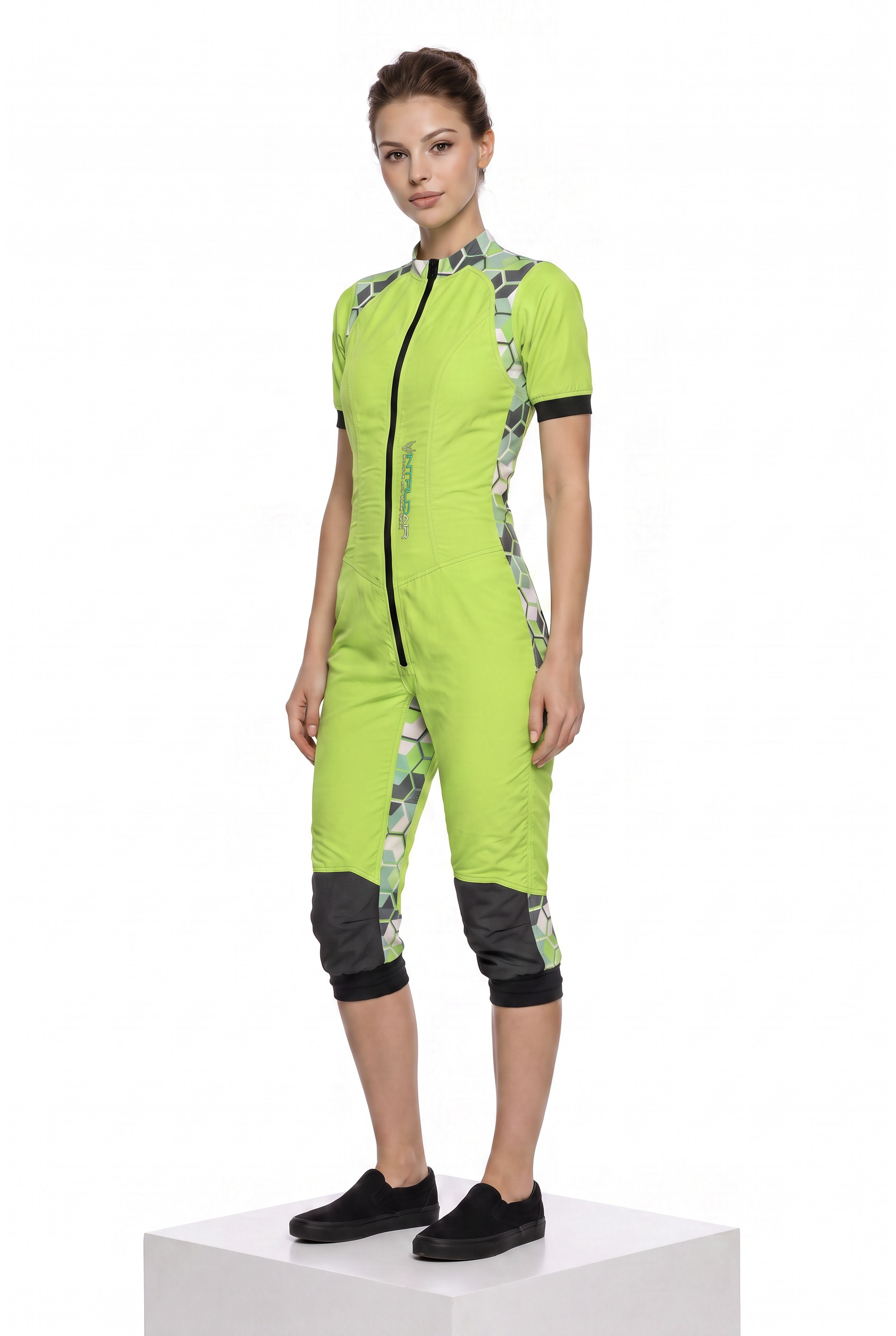 Freefly CF Short Female - Apple Green/Green Grid Print