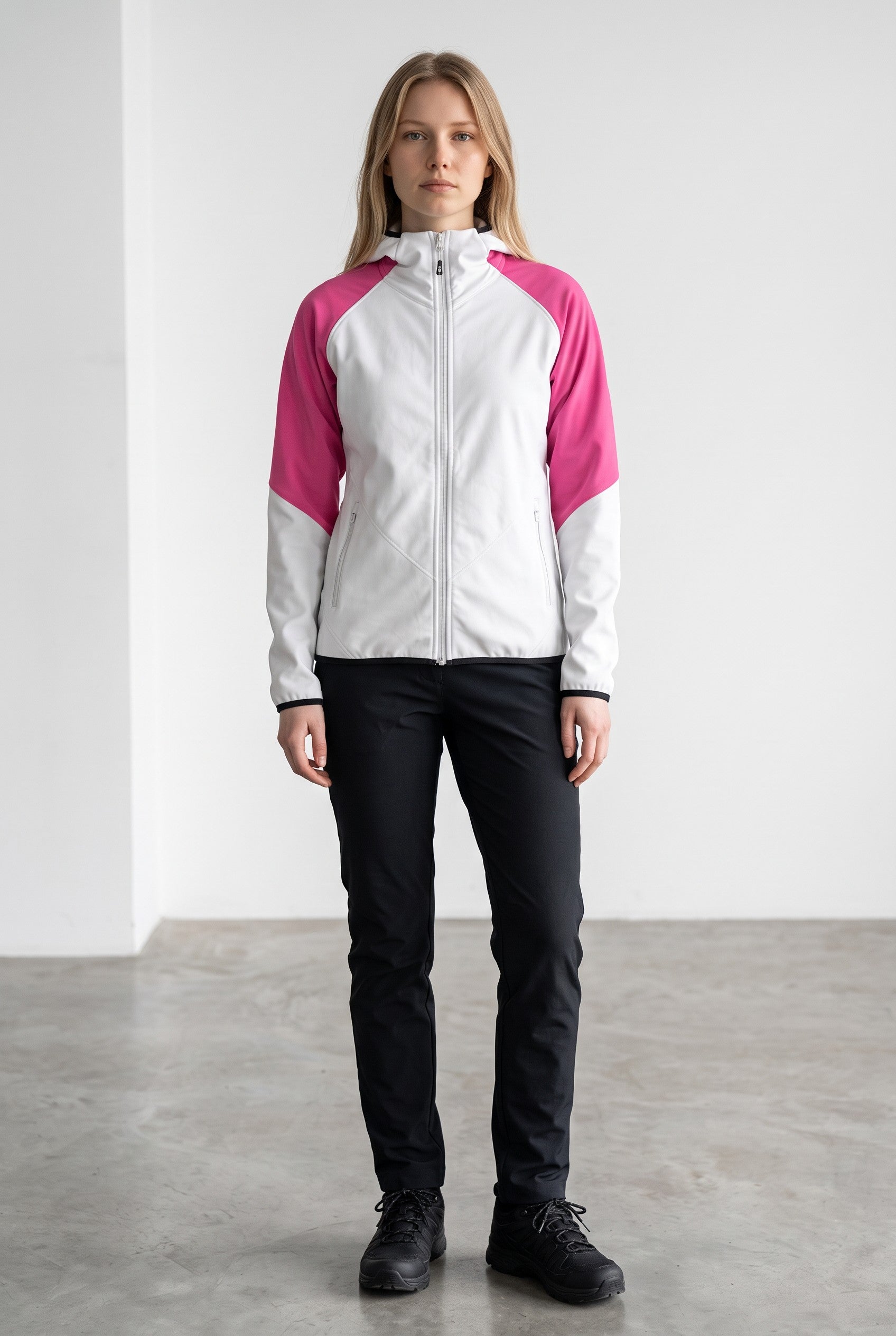 Intrudair® Female Softshell Jacket Soft Pink [Hood]