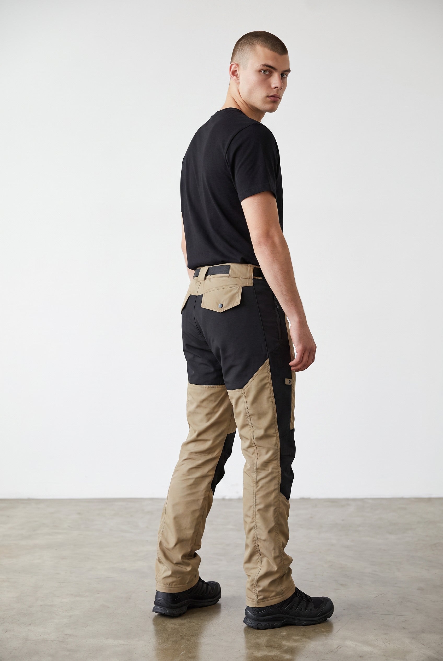 Technische Hose Beige/Schwarz