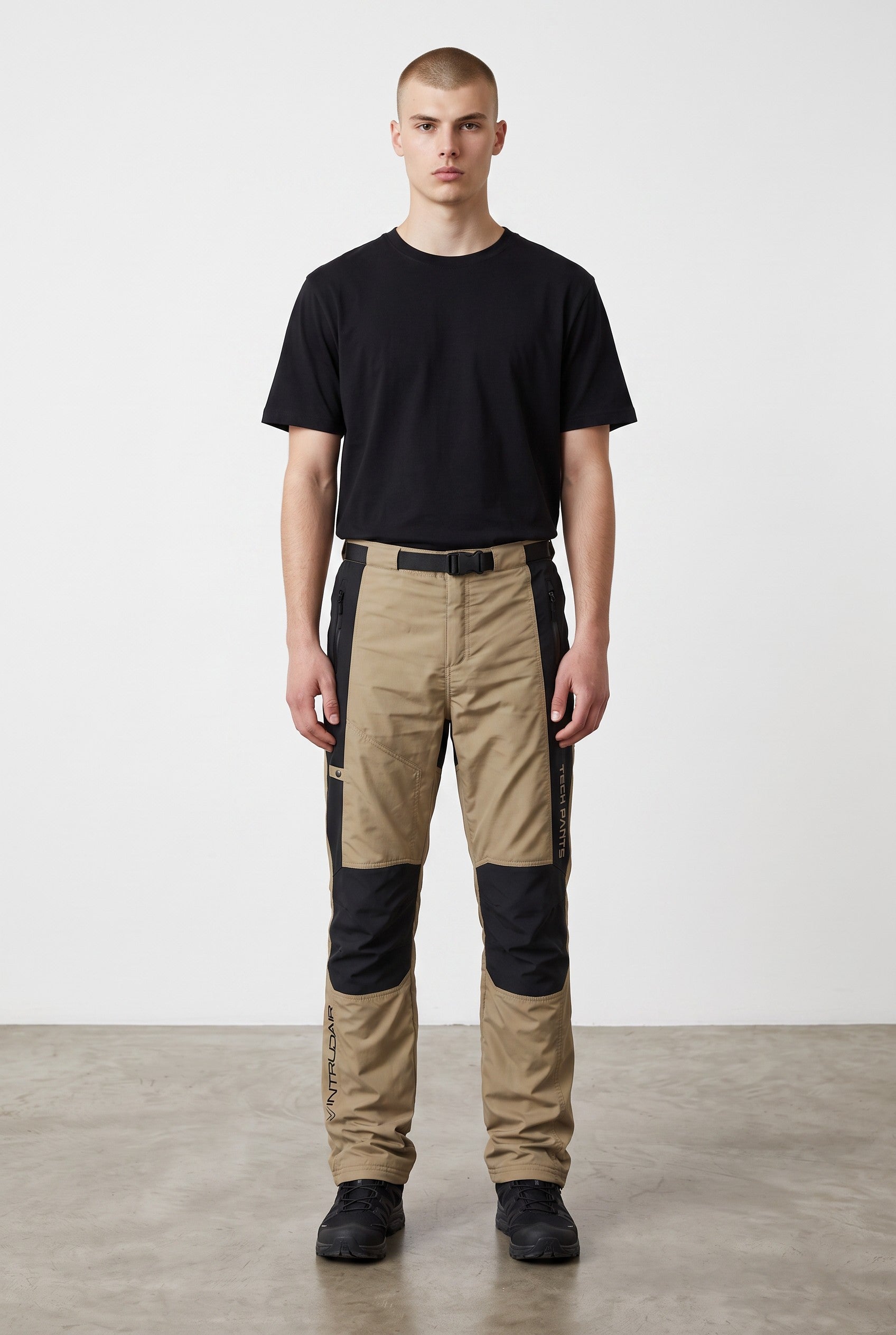 Technische Hose Beige/Schwarz