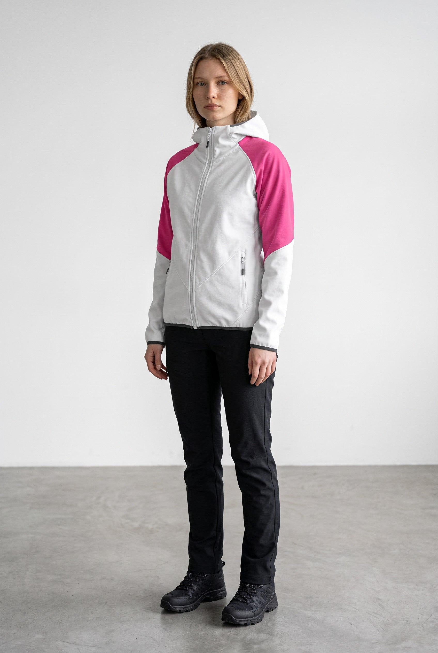 Intrudair® Female Softshell Jacket Soft Pink [Hood]