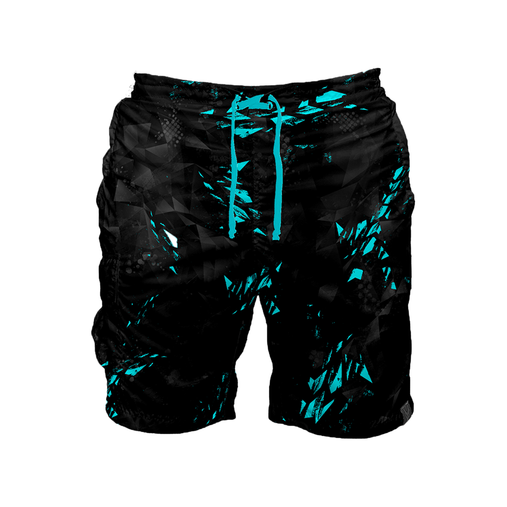 Intrudair Cargo Shorts (Black/Aqua Shard) [SIZE L]