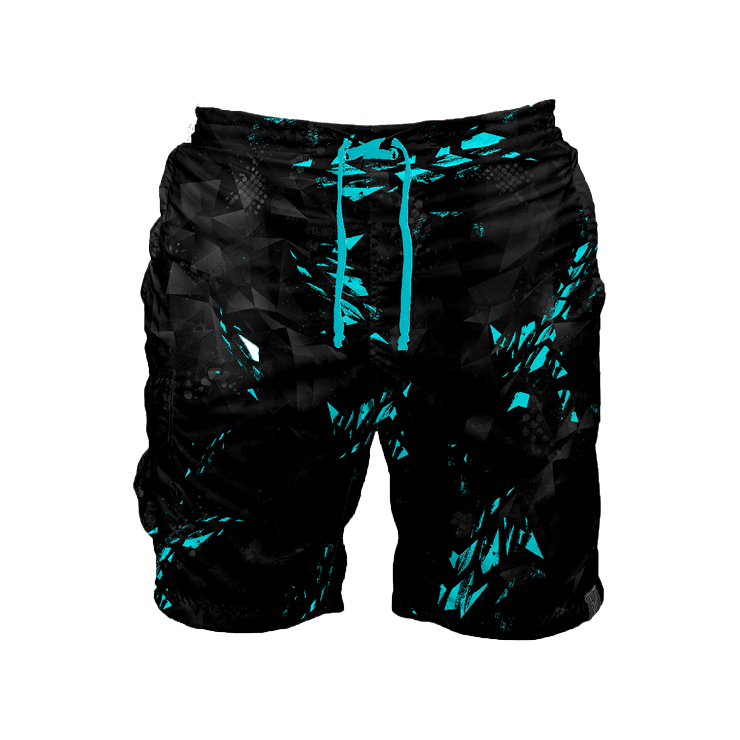 Intrudair Cargo Shorts (Black/Aqua Shard) [SIZE L]