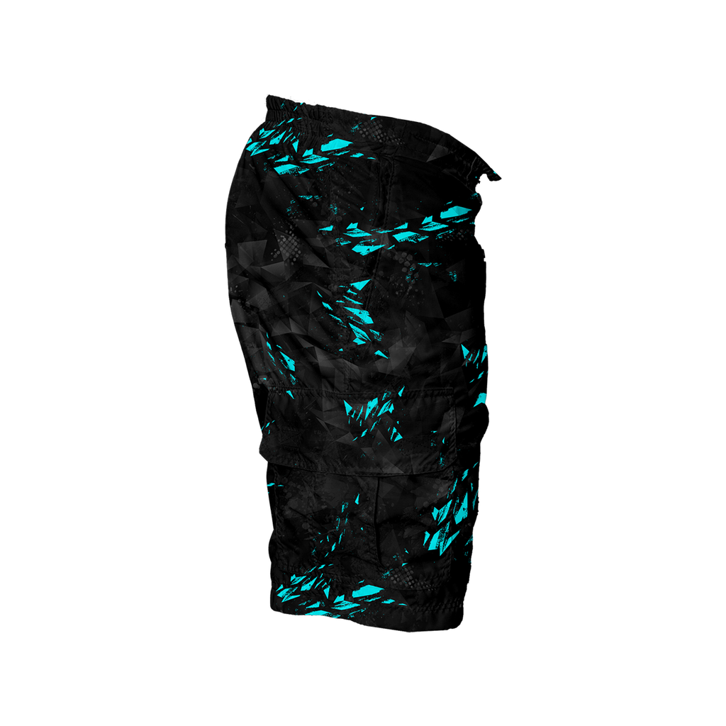 Intrudair Cargo Shorts (Black/Aqua Shard) [SIZE L]