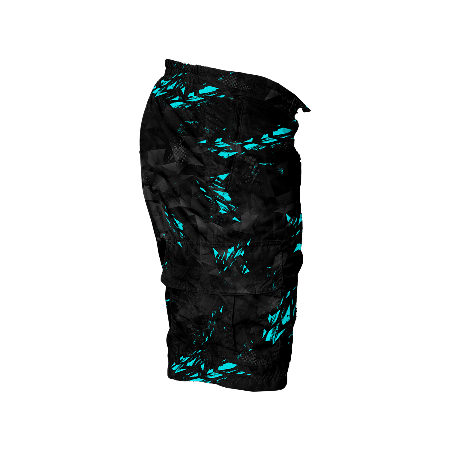 Intrudair Cargo Shorts (Black/Aqua Shard) [SIZE L]