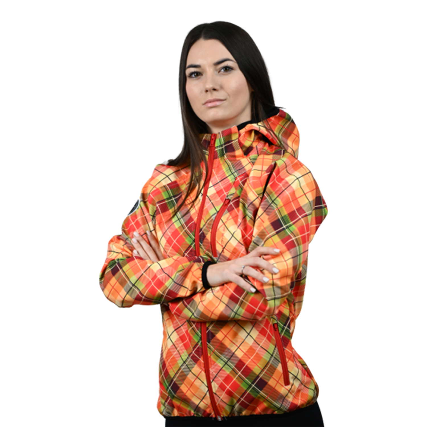 Female Softshell Jacket Orange [Hood]