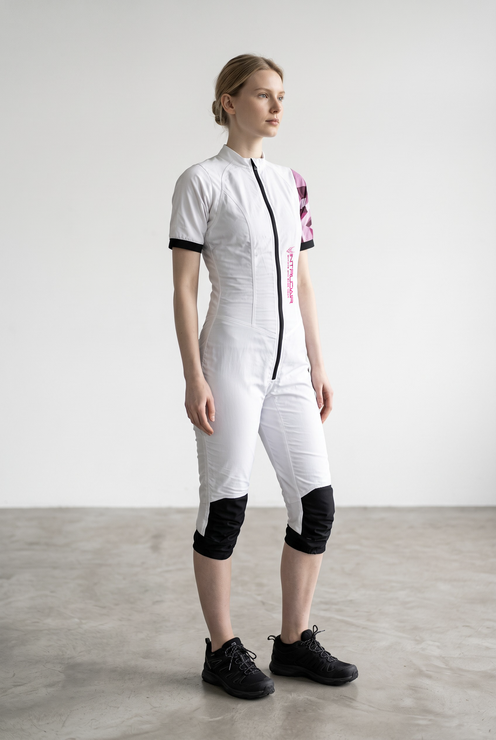 Freefly CF Short Damen [M] Weiß/Lila Rautenmuster Arm