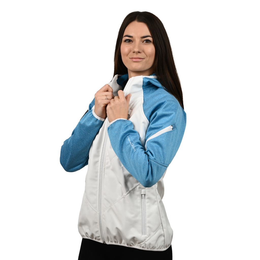Female Softshell Jacket White/Blue [Hood]