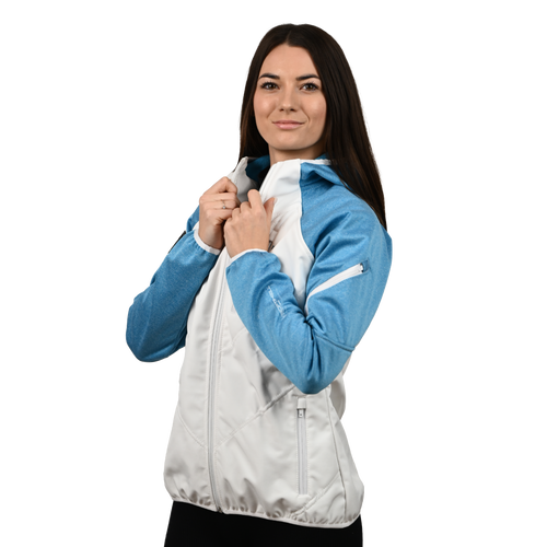 Female Softshell Jacket White/Blue [Hood]