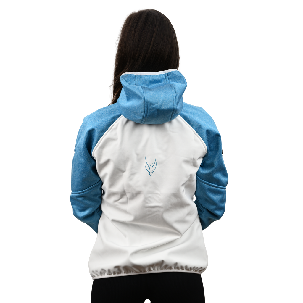 Female Softshell Jacket White/Blue [Hood]