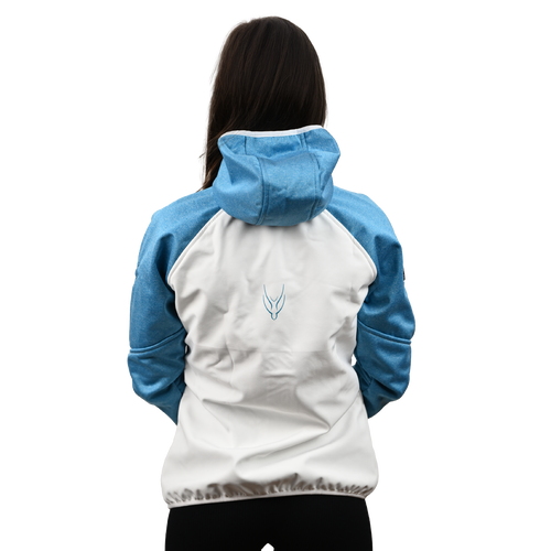 Female Softshell Jacket White/Blue [Hood]