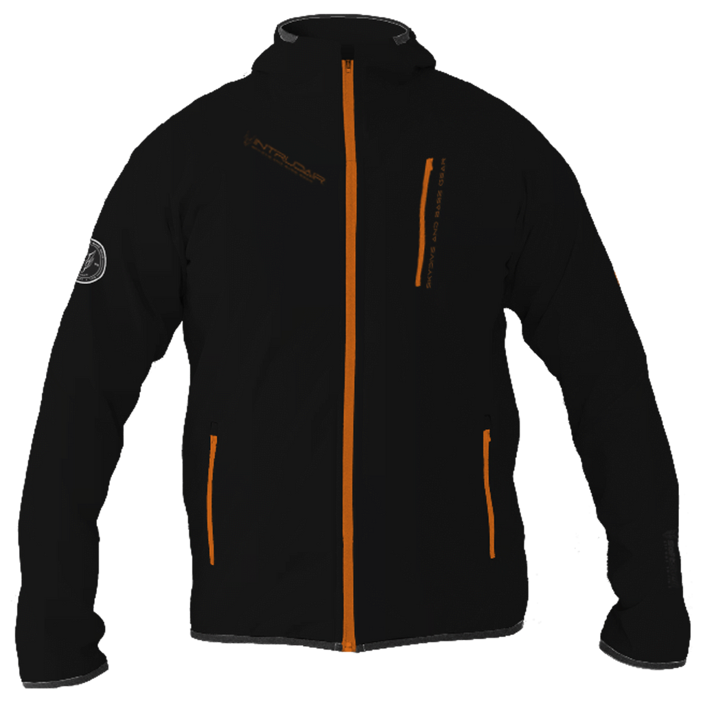 Intrudair® Female Softshell Jacket Black/Orange [Hood]