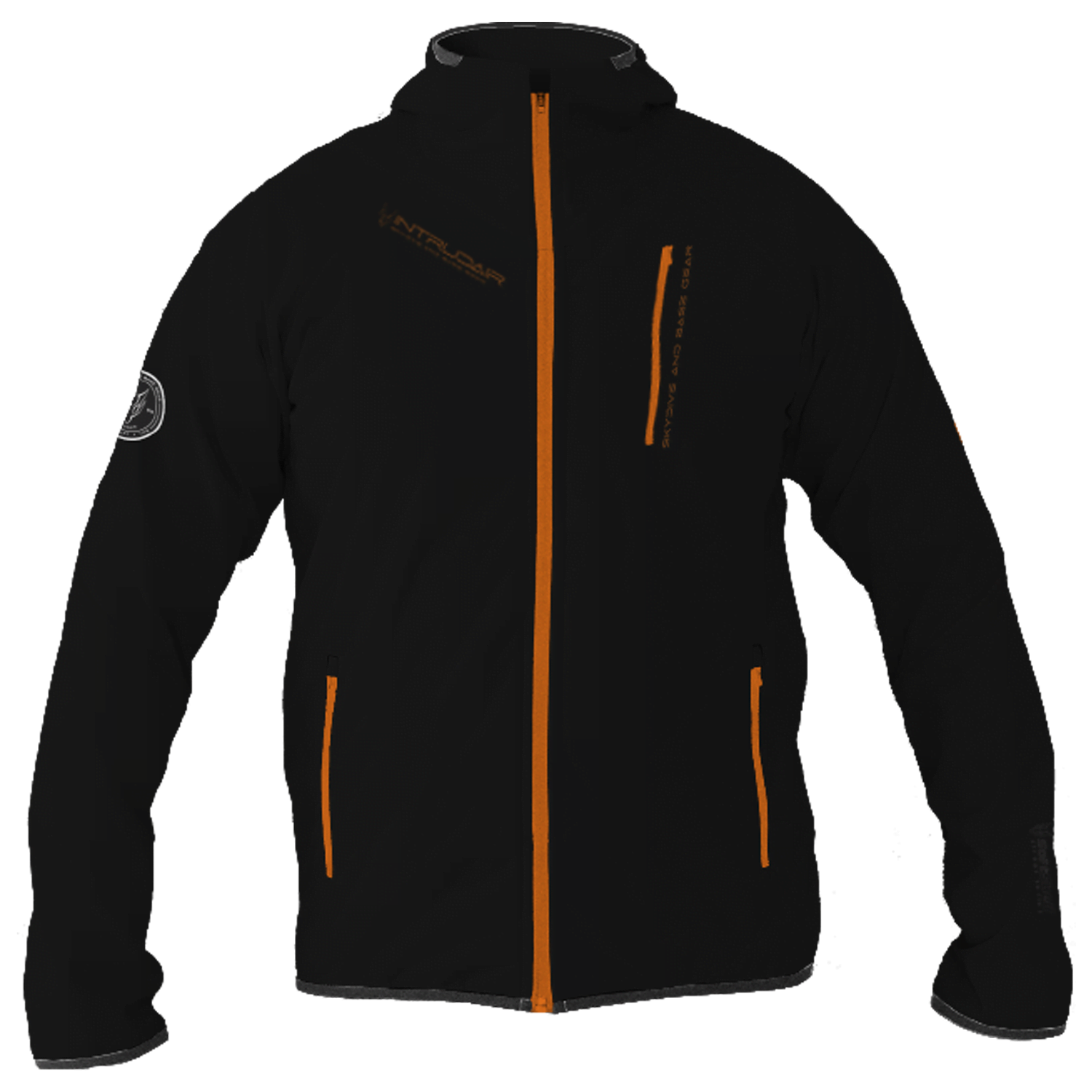 Intrudair® Female Softshell Jacket Black/Orange [Hood]