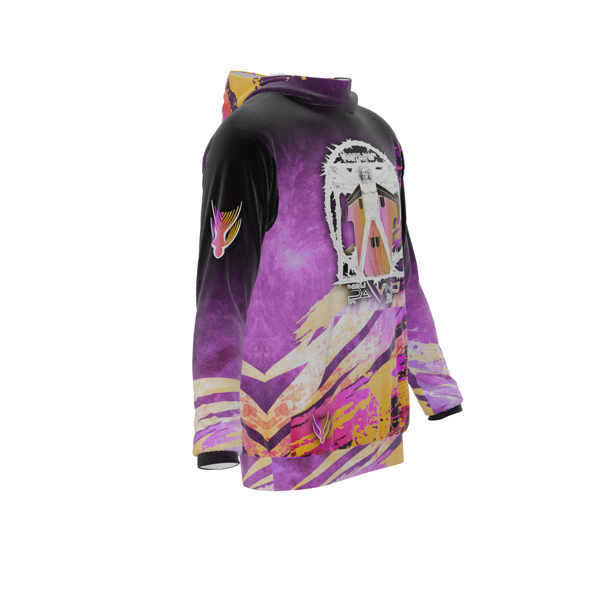Intrudair® [Pre-Order] DaVinci (Pink/Orange) Printed Hoodie