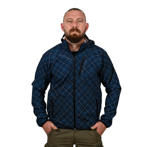 Blue Printed Softshell Jacket [Hood]