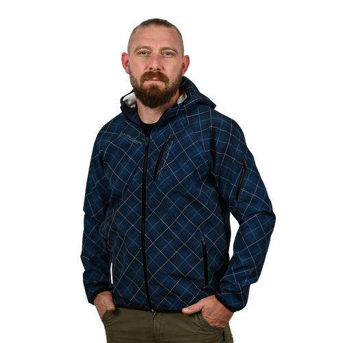 Blue Printed Softshell Jacket [Hood]