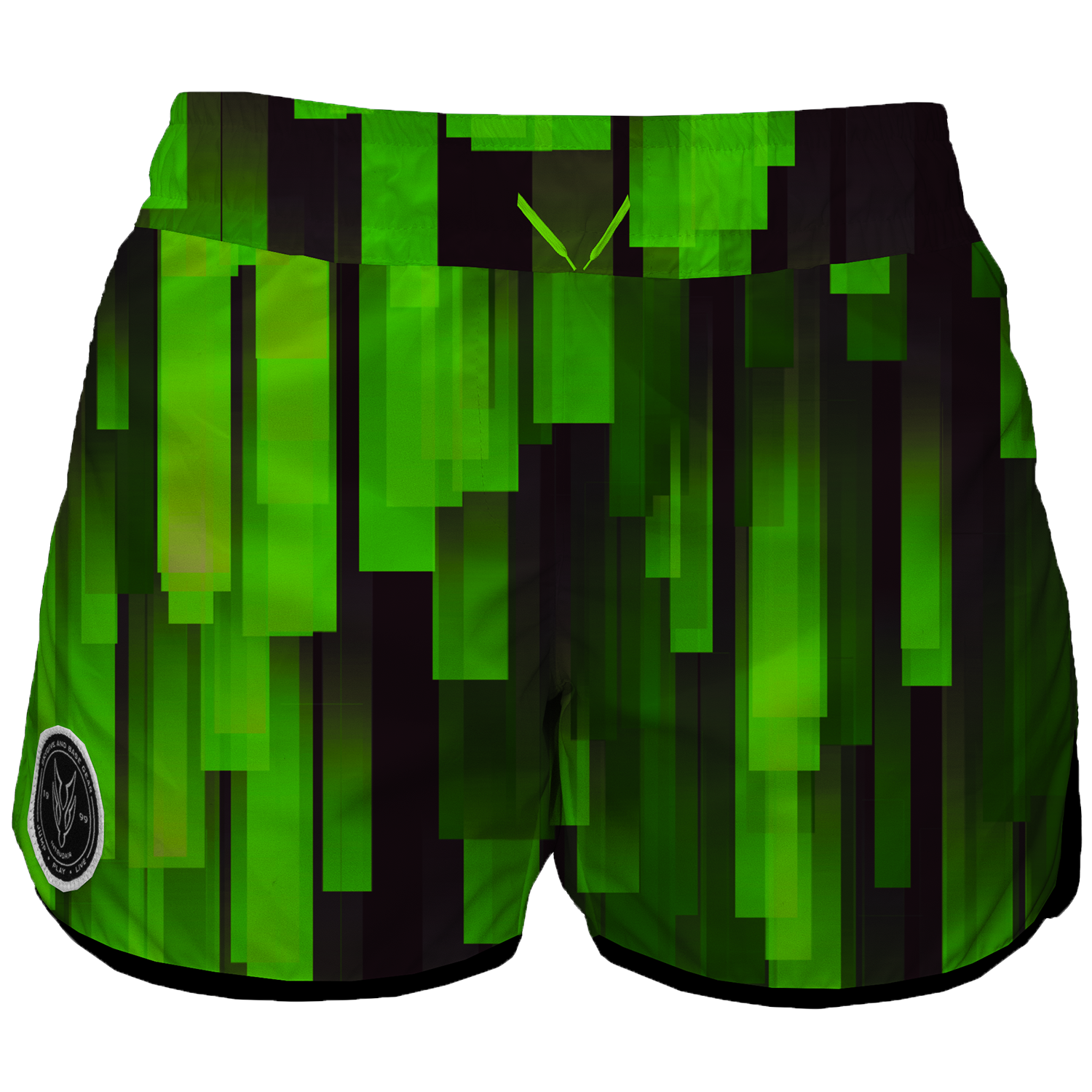 Intrudair Female Board Shorts (Green Glitch)