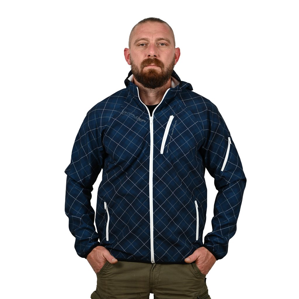 Blue/White Printed Softshell Jacket [Hood]