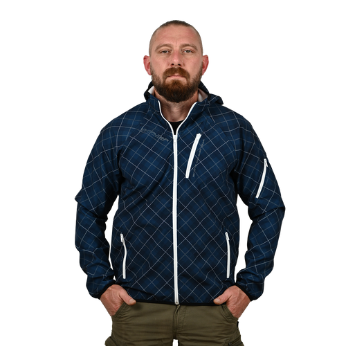Blue/White Printed Softshell Jacket [Hood]