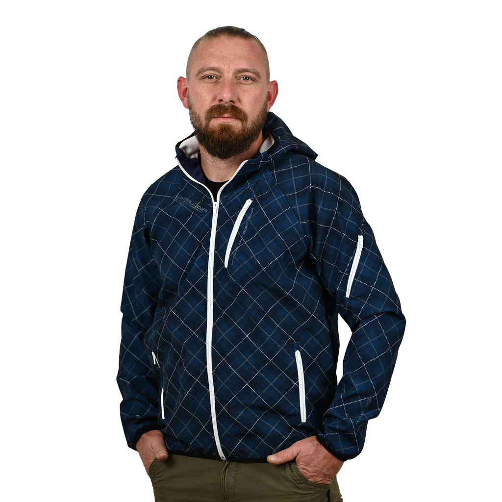 Blue/White Printed Softshell Jacket [Hood]