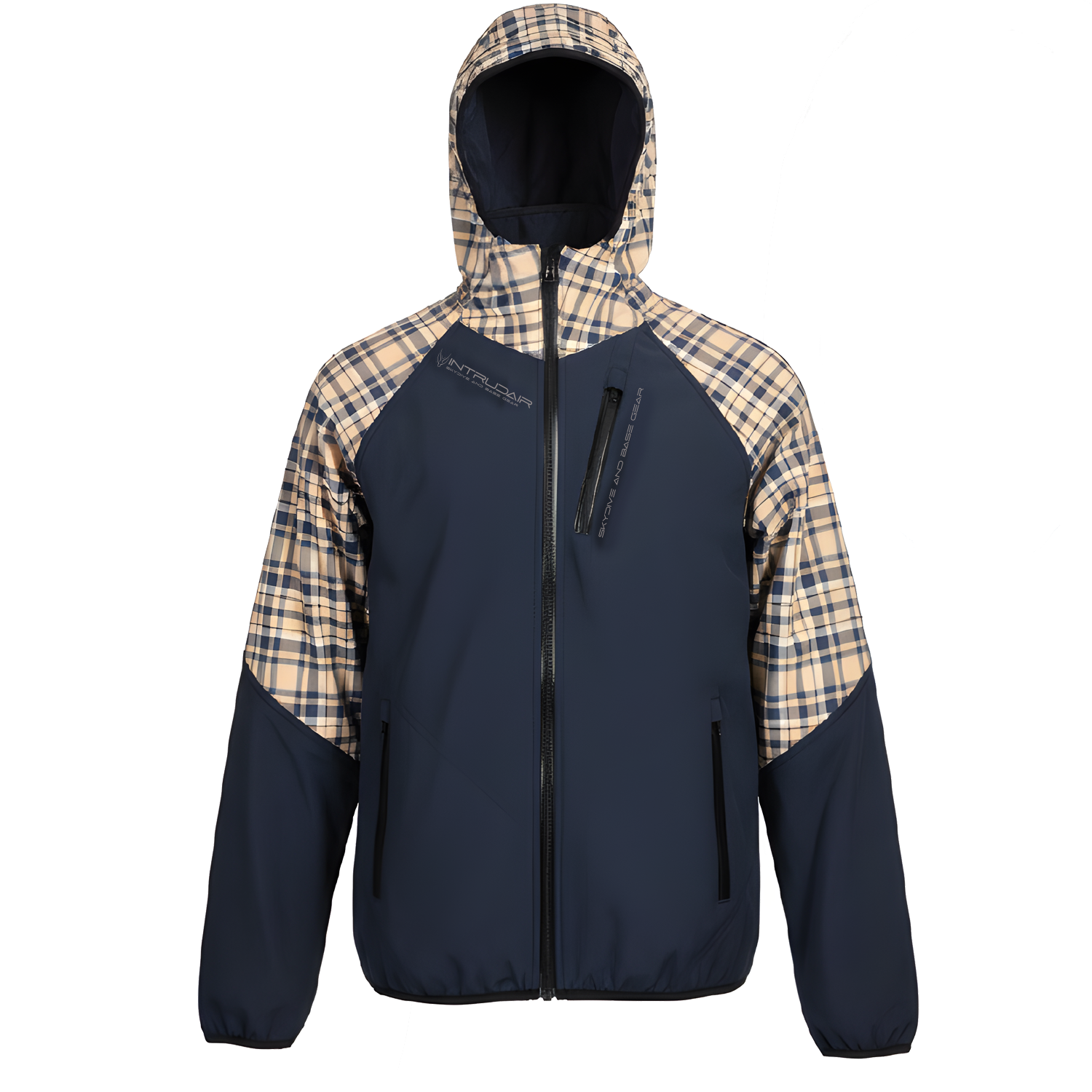 Unique Softshell Jacket Female [M] Marineblue/Beige Tartan Print