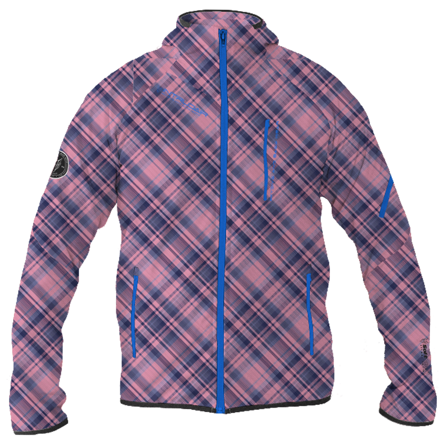 Intrudair® Female Softshell Jacket Tartan Pink [Hood]