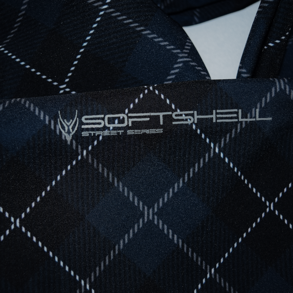 Blue Printed Softshell Jacket [Hood]
