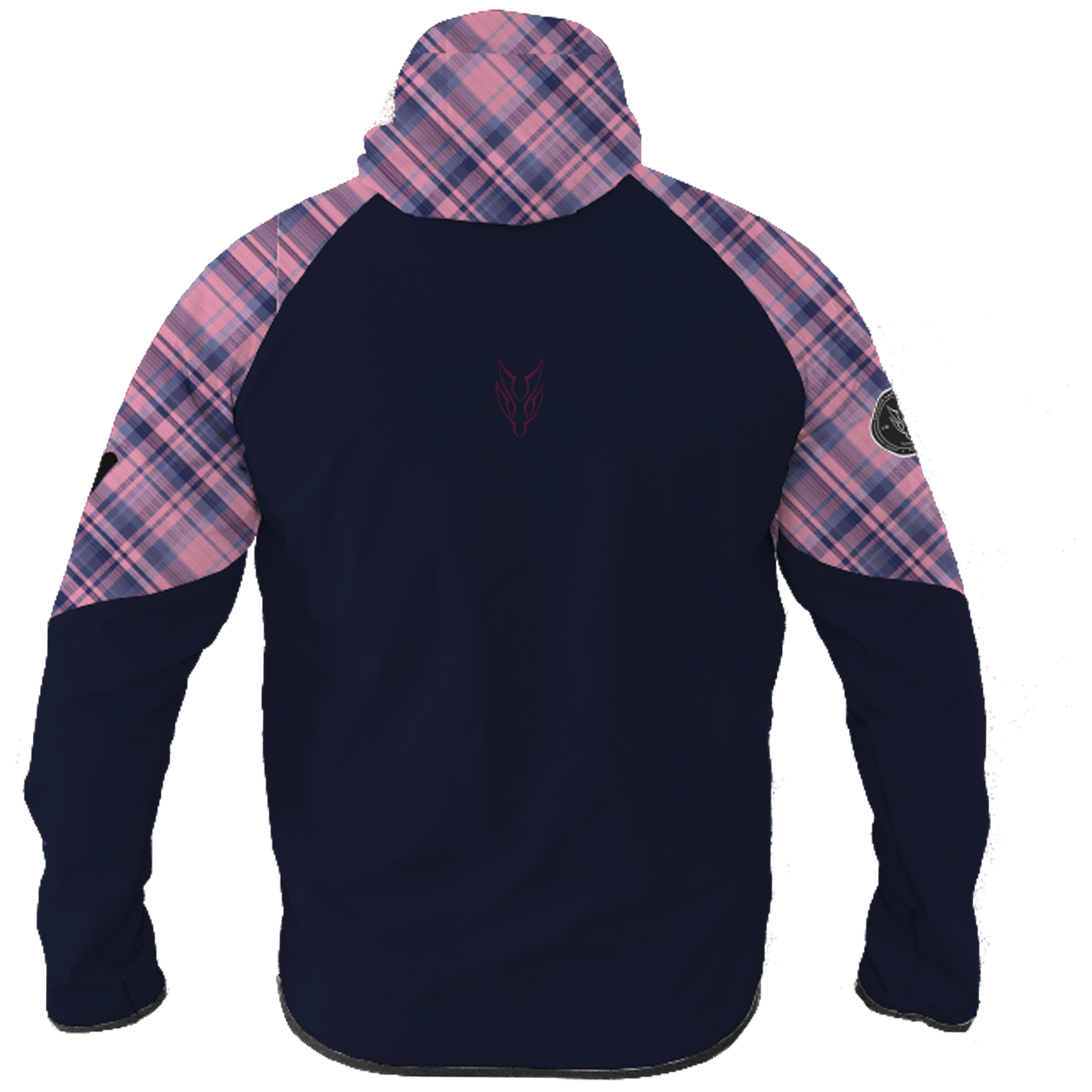Intrudair® Female Softshell Jacket Tartan Pink/Dark Blue [Hood]