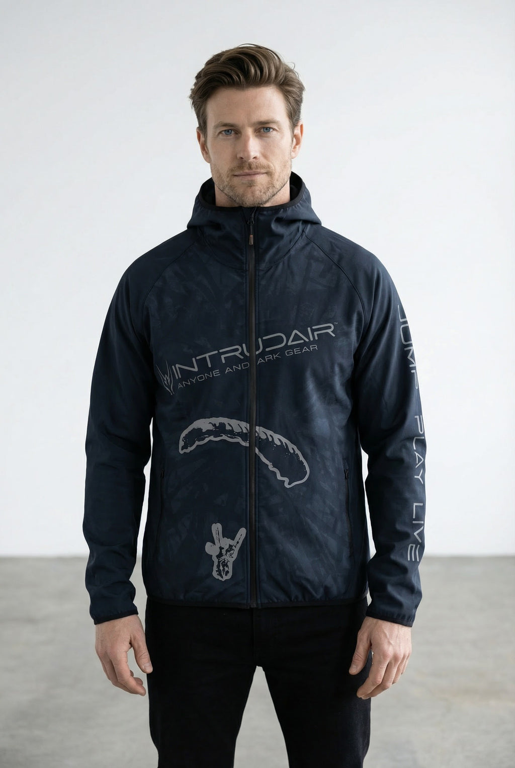 Printed Softshell Jacket Black [Hood]