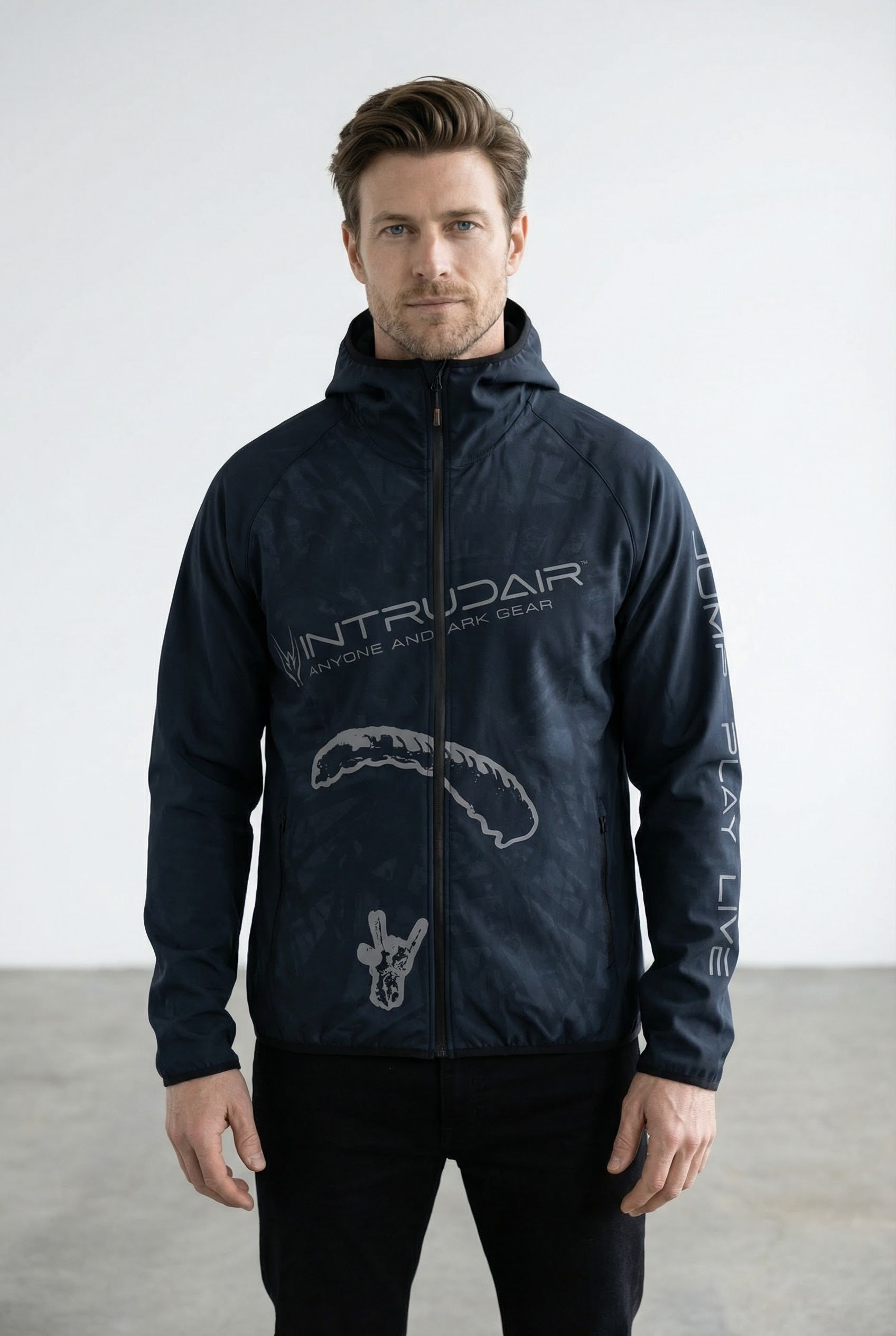 Printed Softshell Jacket Black [Hood]
