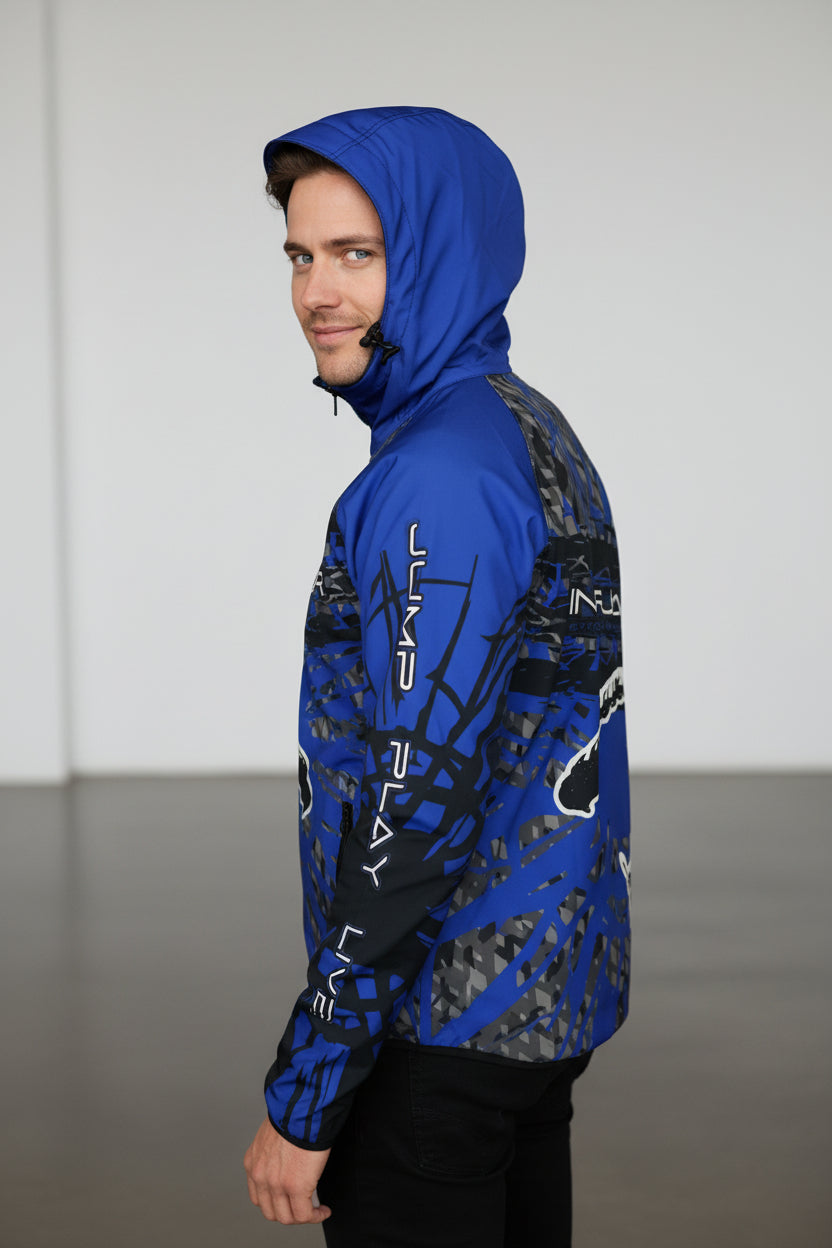 Printed Softshell Jacket Blue [Hood]