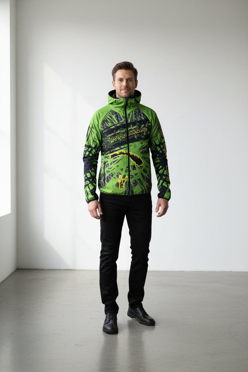 Printed Softshell Jacket Green [Hood]