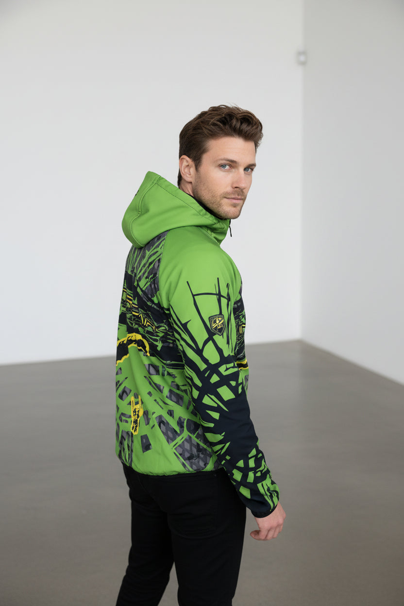 Printed Softshell Jacket Green [Hood]