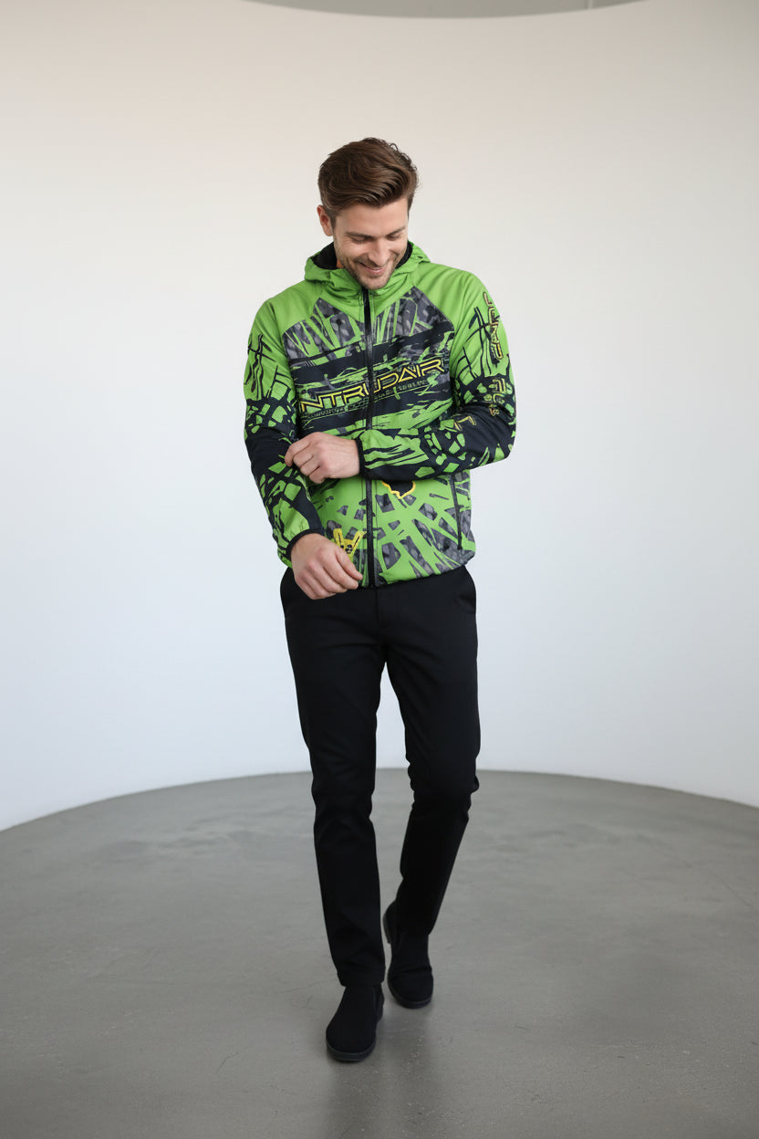 Printed Softshell Jacket Green [Hood]