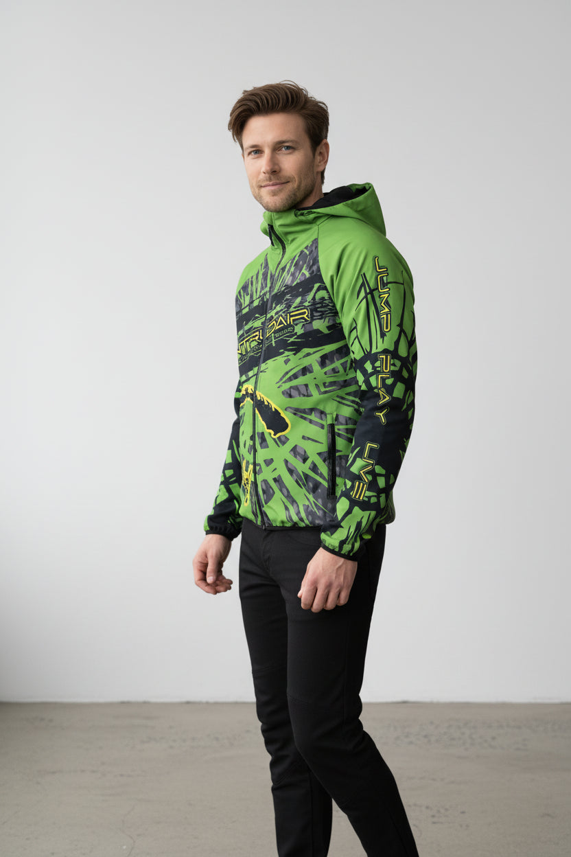 Printed Softshell Jacket Green [Hood]