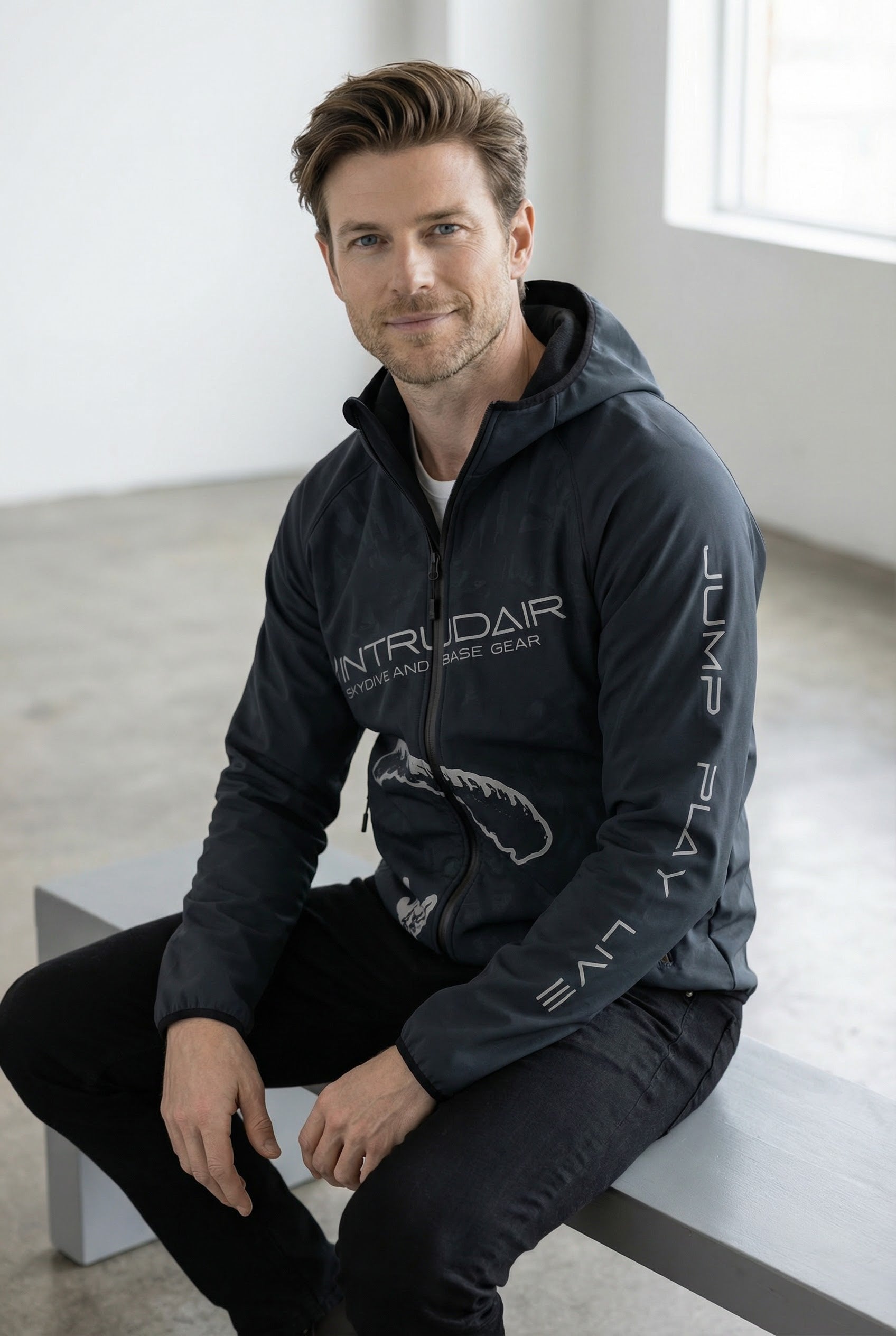 Printed Softshell Jacket Black [Hood]