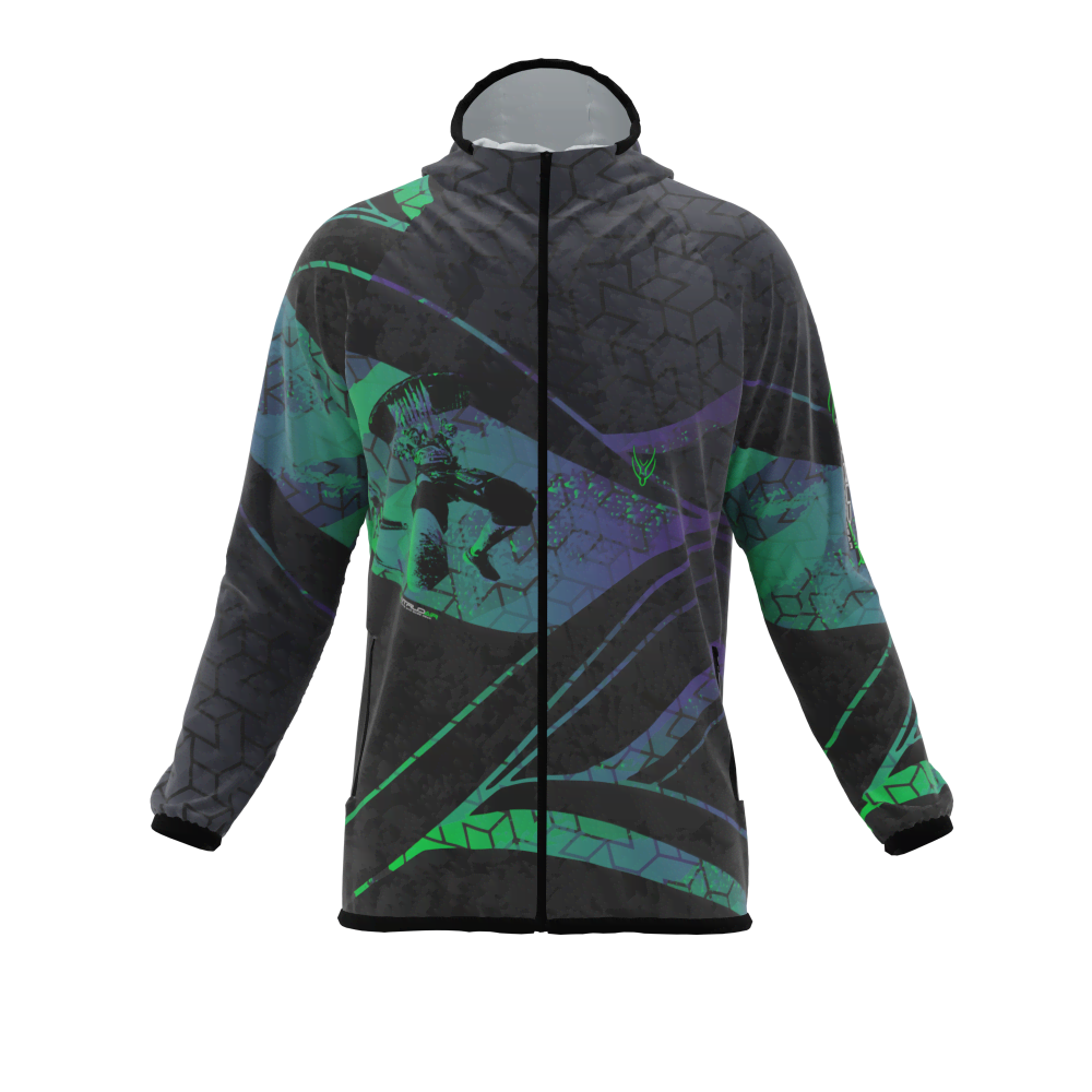 Intrudair® [Pre-Order] XRW-Green-Purple Printed Softshell Jacket [Hood]