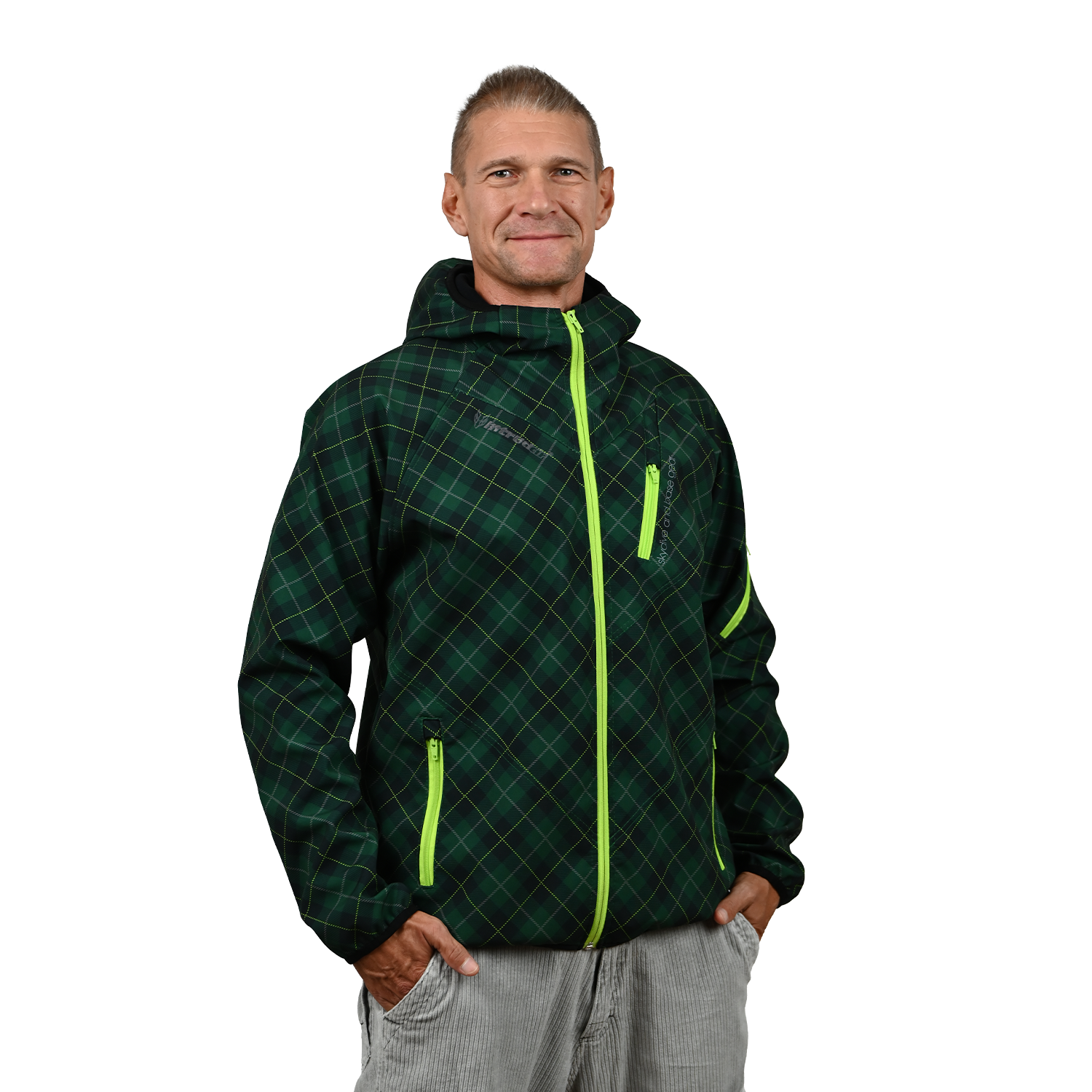 Bright Green Printed Softshell Jacket [Hood]