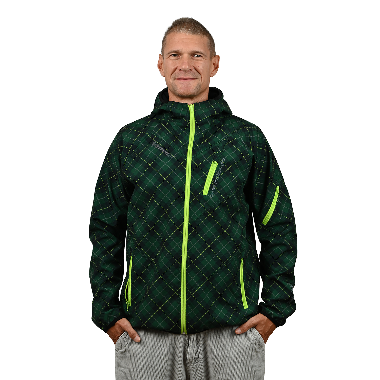 Bright Green Printed Softshell Jacket [Hood]