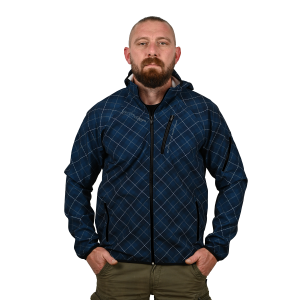 Blue Printed Softshell Jacket [Hood]