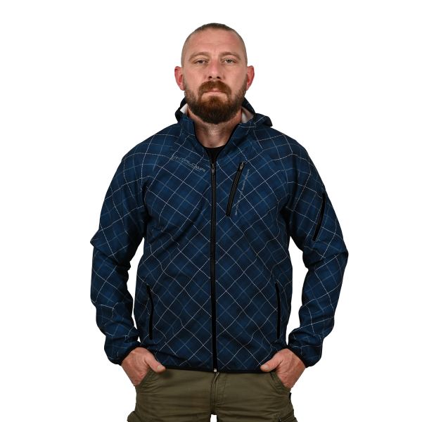 Blue Printed Softshell Jacket [Hood]