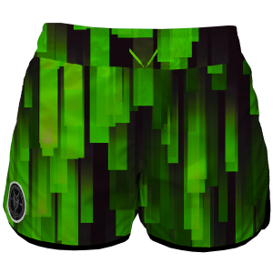 Intrudair Female Board Shorts (Green Glitch)