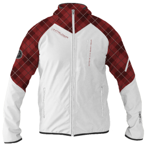 Intrudair® Female Softshell Jacket Tartan Wine Red [Hood]